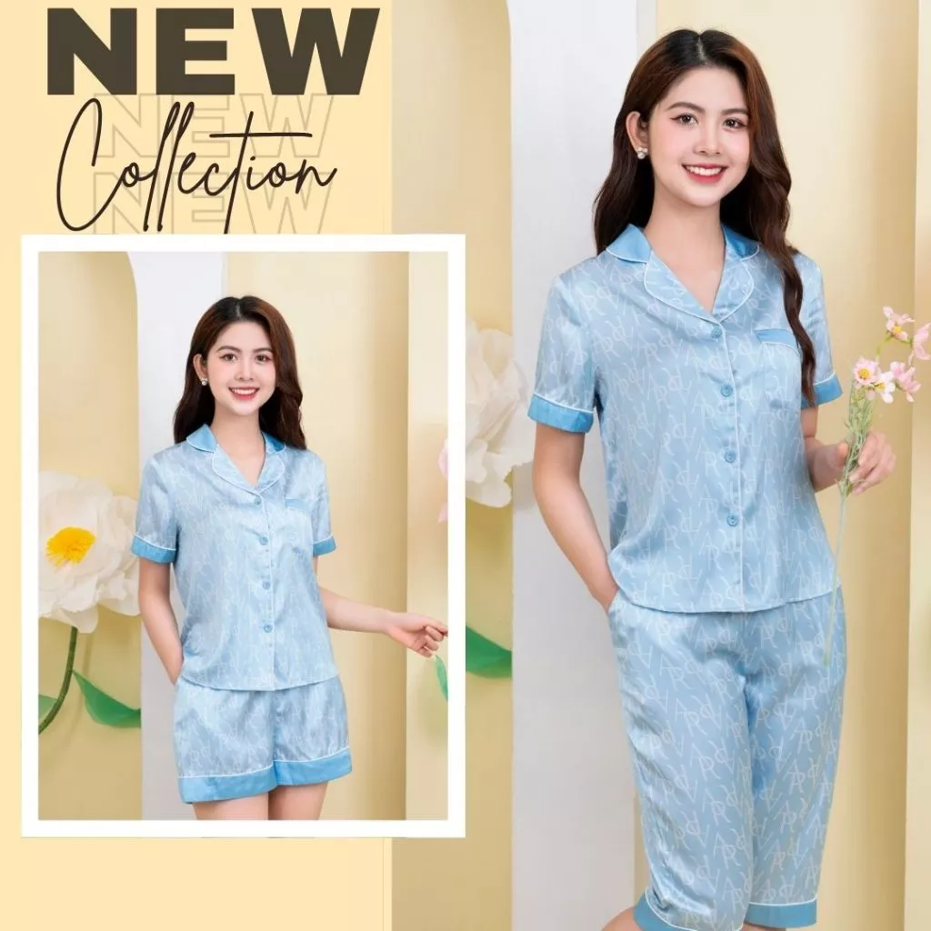Đồ bộ mặc nhà pijama lụa cao cấp Zviet mềm mịn ,mặc mát kiểu dáng nhẹ nhàng trẻ trung thanh lịch A23