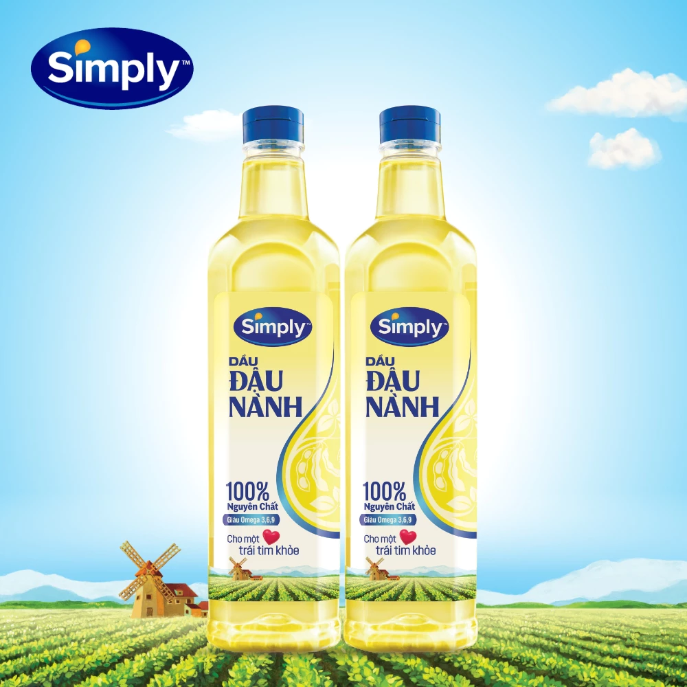 [COMBO SIMPLY TỐT CHO TIM 04] 2 chai Dầu Đậu Nành Simply 1L