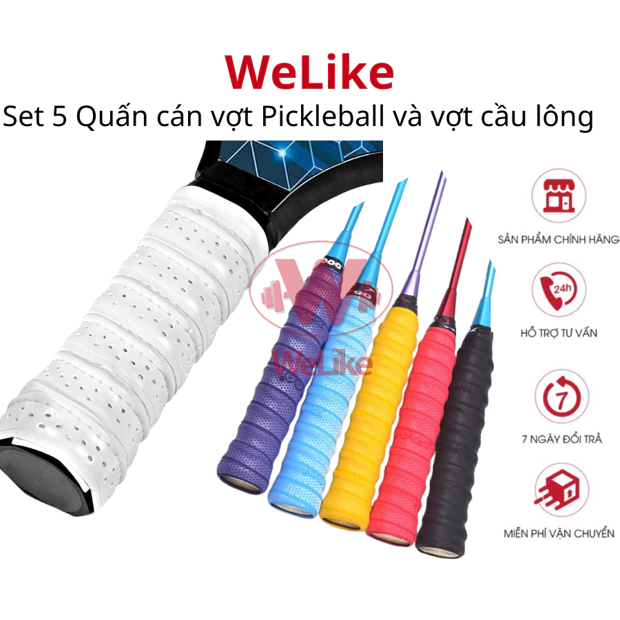 Combo 5 Dây quấn vợt pickleball và vợt cầu lông Welike - Quấn cán vợt mềm mại chống trơn trượt thấm hút mồ hôi