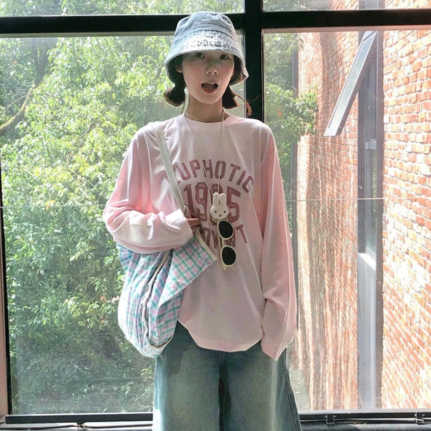 Áo thun nữ Tay dài thun xược, giấy form rộng in hình xinh menina_Studio, áo dạ tay thun giấy thời trang
