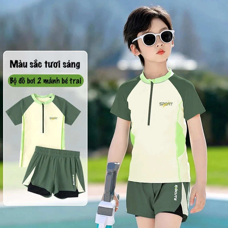 Bộ đồ bơi bé trai 2 mảnh, quần 2 lớp YUKE YY7508 - nhập khẩu chính hãng