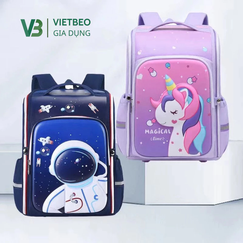 Cặp Sách Cho Bé DIDOOGLT Balo Chống Gù In Hình Nổi 3D Chống Bám Bụi , Chống Thấm Nước Dễ Lau Chùi