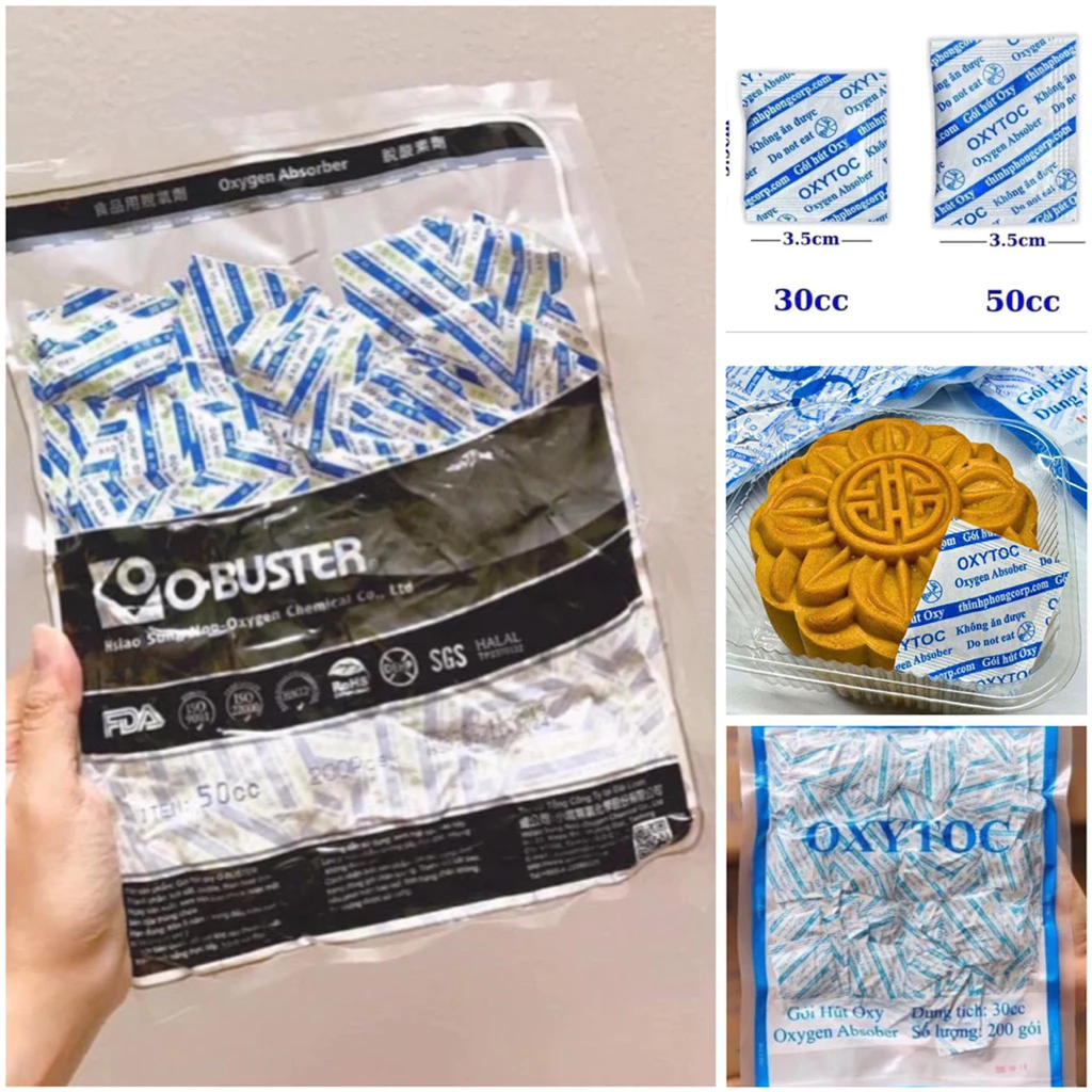 Gói Hút Ẩm Silica Gel - Bịch 200 Gói | Buster/Oxytoc Chính Hãng - Hút Ẩm Mạnh, Không Độc Hại