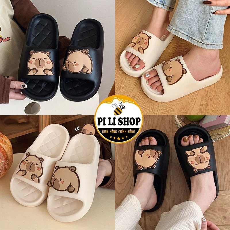 Dép Đúc Nguyên Khối Họa Tiết Capybara Cute, Dép Nam Nữ Chống Trơn Trượt Siêu Êm Chân