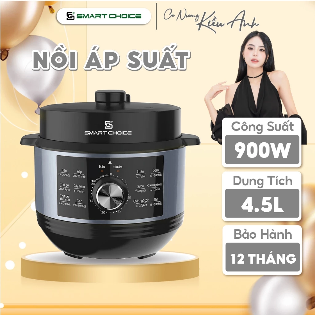 Nồi Áp Suất Điện 6L SMARTCHOICE SCG-APS001 Bảng Điều Khiển Cơ 13 Chế Độ Nấu - BH 18 Tháng