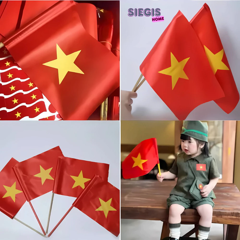 Combo 10 Cờ Đỏ Sao Vàng Cầm Tay - Cờ Tổ Quốc, Cờ Đỏ Sao Vàng Việt Nam