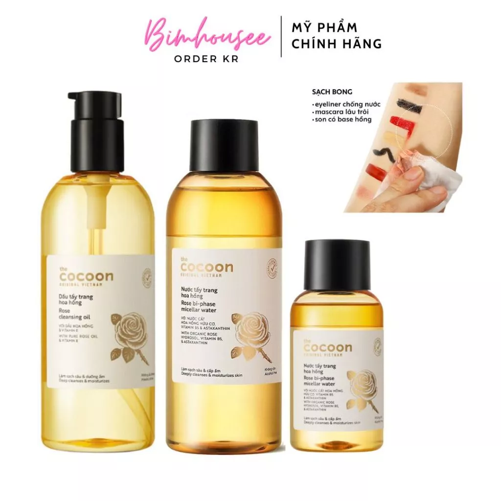 Nước tẩy trang Hoa Hồng COCOON 140ml 310ml Dầu tẩy trang hoa hồng Cocoon