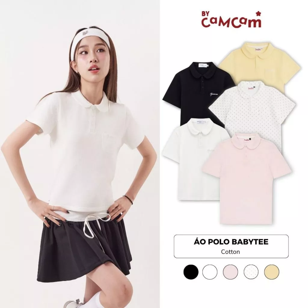 Áo Polo Basic Babytee Cho Nữ Vải Cá Sấu Cotton Logo Thêu Túi Ngực APN007