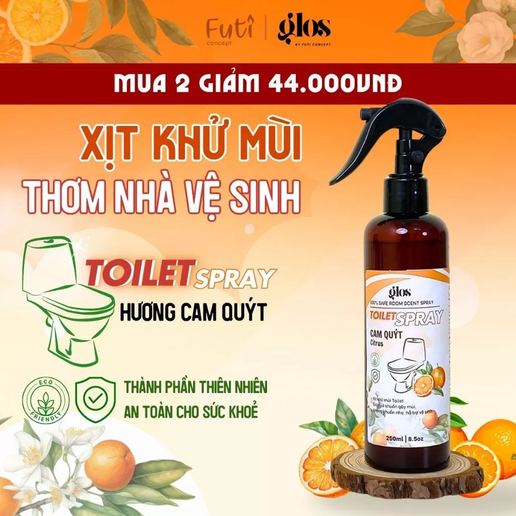Xịt Khử Mùi Nhà Vệ Sinh, Thơm Toilet, Hương Cam Quýt Tươi Mát, Thành Phần Thiên Nhiên [MUA 2 GIẢM 44K]