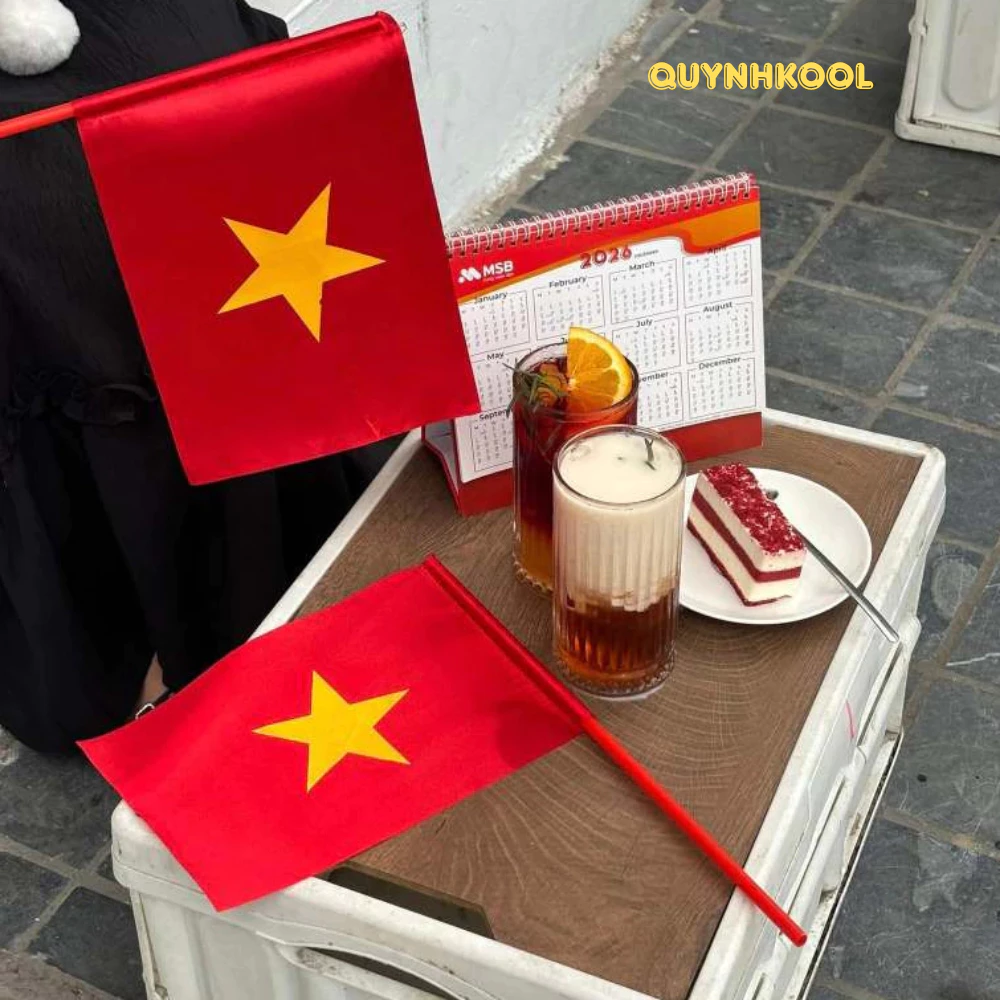 Cờ Đỏ Sao Vàng Cầm Tay - Cờ Tổ Quốc, Cờ Vẫy 19 x 26 cm In 2 Mặt