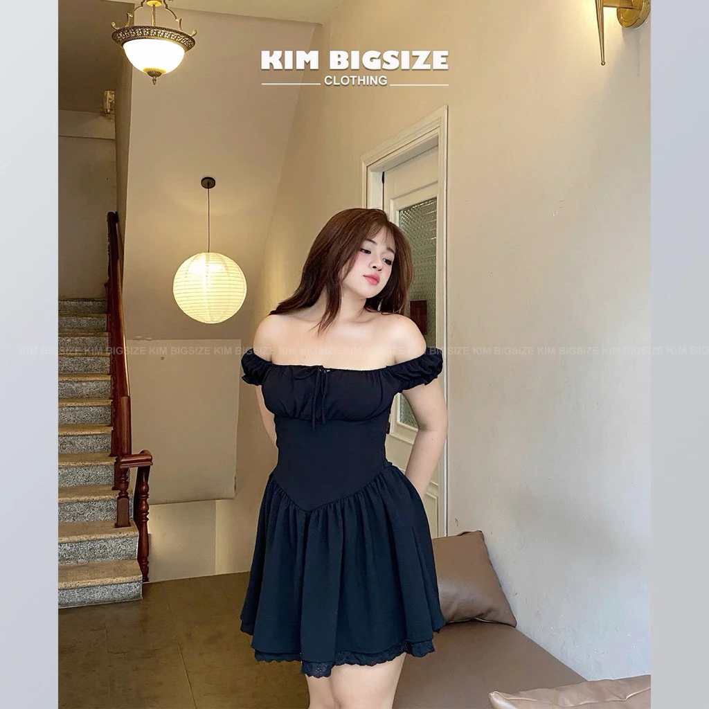 Đầm tay cánh tiên phối ren hack eo 2 lớp không kèm mút bigsize(55-85kg)[KIMBIGSIZE]
