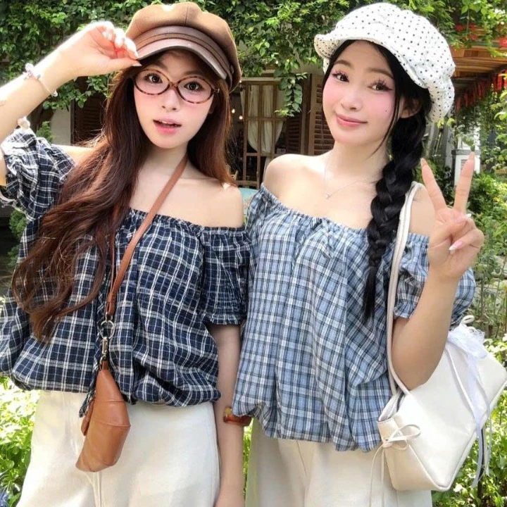Áo Babydoll Nữ Dáng Rộng Tay Bồng Phối Nơ H20 2 Màu Xinh Dễ Phối Đồ Dạo Phố, Đi Học Biluxstore