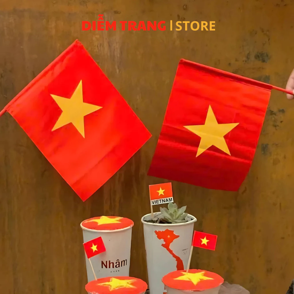 Cờ Vẫy Cầm Tay Ngày Lễ, Cờ Đỏ Sao Vàng Việt Nam - Combo 10 Cờ Đỏ Sao Vàng Cầm Tay