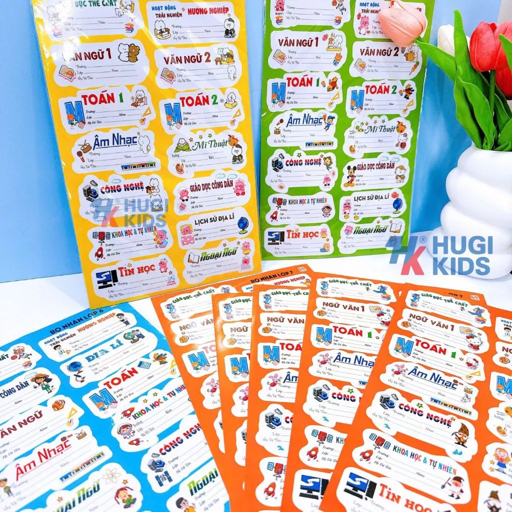 Nhãn Tên & Nhãn Môn Học 2026 – Có Sẵn Keo Dán, Tiện Lợi Cho Học Sinh