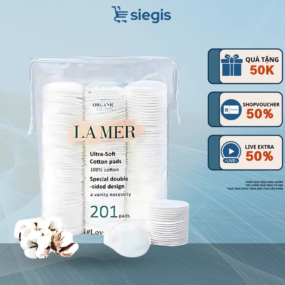 Bông Tẩy Trang Lamer 201 Miếng 100% Cotton Cao Cấp - Gói 201 Miếng Bông Tẩy Trang Lamer