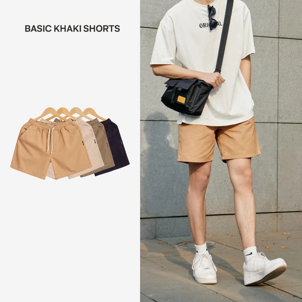 Quần short nam trơn ROMAN basic vải kaki dày dặn cạp chun cao cấp QS11