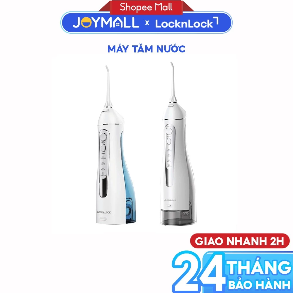 Máy tăm nước không dây LocknLock ENR156BLU 200ml, ENR166GRY 300ml, Hàng chính hãng - JoyMall