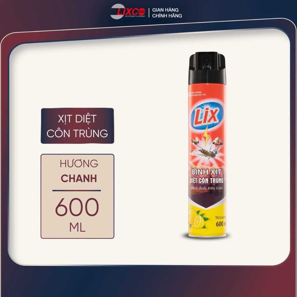 Xịt Diệt Côn Trùng Lix 600ml – Diệt Nhanh Muỗi, Gián, Kiến – Hiệu Quả Nhanh, An Tâm Cho Gia Đình