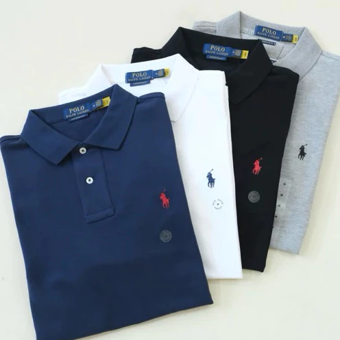 Polo Áo thun nam T Áo thun cổ điển polo Áo sơ mi kinh doanh giản dị màu ve áo thêu ngắn tay áo
