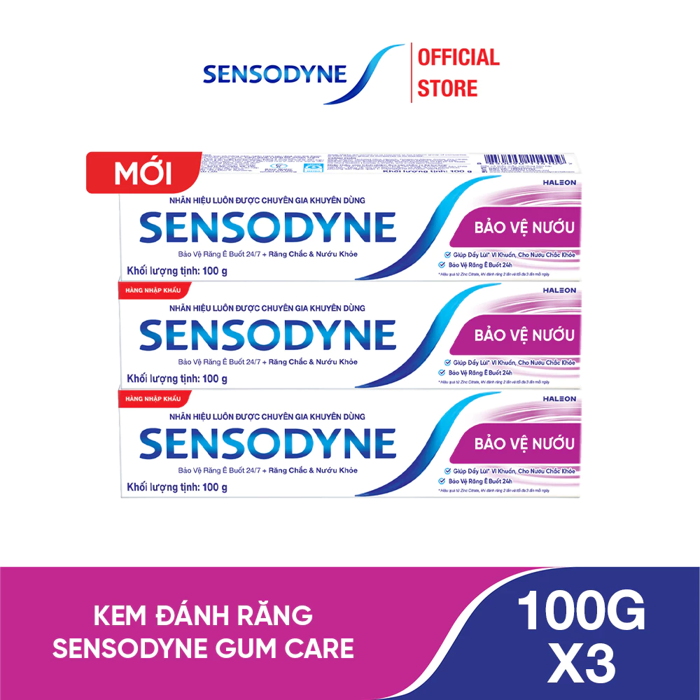 Bộ 3 Kem đánh răng SENSODYNE Gum Care 100g giúp giảm ê buốt và bảo vệ nướu chắc khỏe