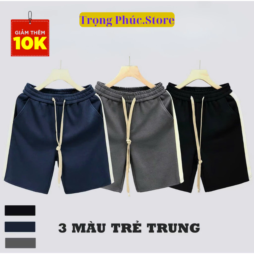 Combo 3 quần đùi nam phối viền sọc trắng trẻ trung năng động thích hợp mặc đi chơi, du lịch, hay mặc ở nhà.