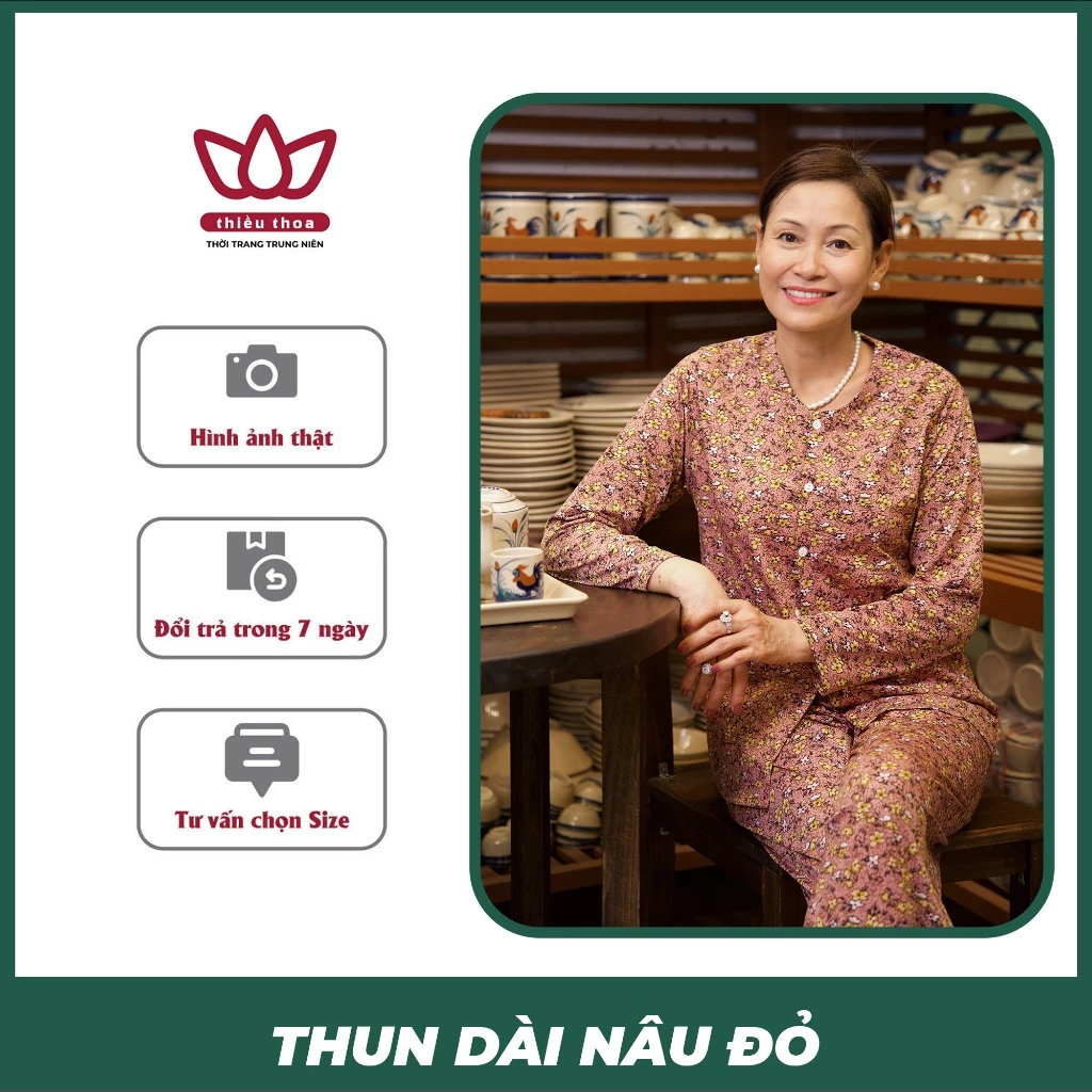 Đồ Bộ Thun Cotton 100% NÂU ĐỎ Thoáng Mát Mềm Mại Dành Cho Mẹ Mặc Hằng Ngày - Thiều Thoa Store
