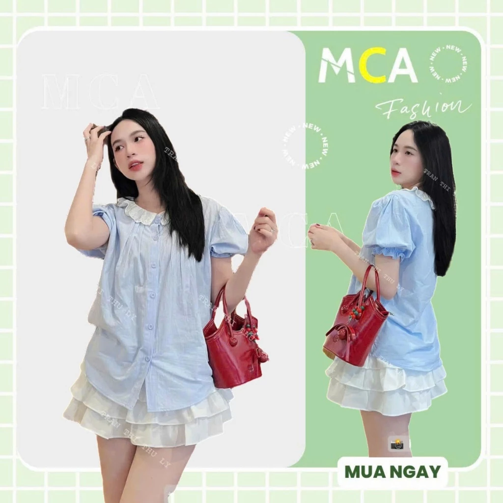 [ Video sp thực tế ] Set váy tầng (kèm quần) mix áo sơ mi babydoll phối bèo ren MCA phong cách tiểu thư hottrend