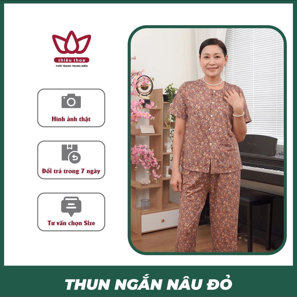 Đồ Bộ Trung Niên Cho Ngoại, Bộ Đồ Mặc Ở Nhà Cho Các Bà Chất Liệu Cotton Cao Cấp, Chất Vải Thoáng Mát