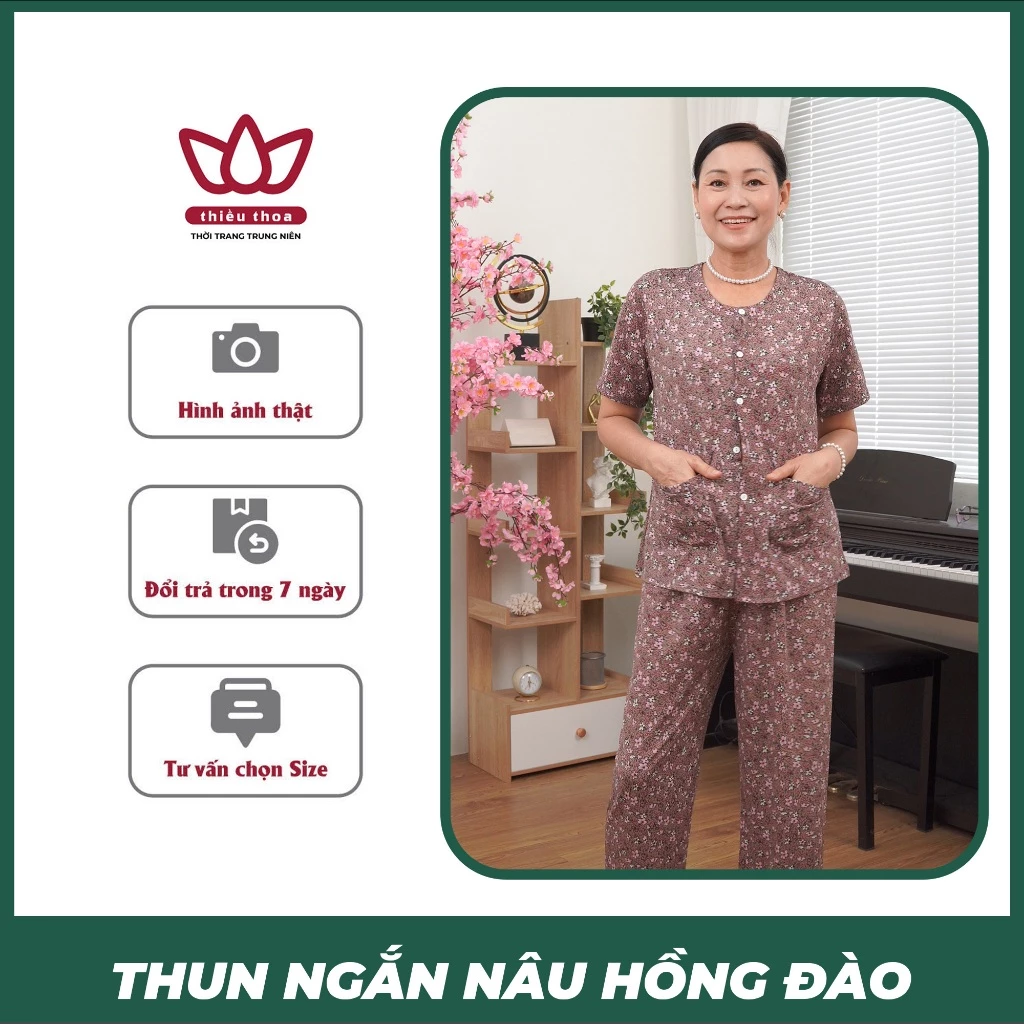 Đồ Bộ Trung Niên Nữ Cao Cấp COTTON 100% LẠNH , Set Đồ Bộ Trung Niên Mặc nhà Cho Mẹ -Thiều Thoa Store