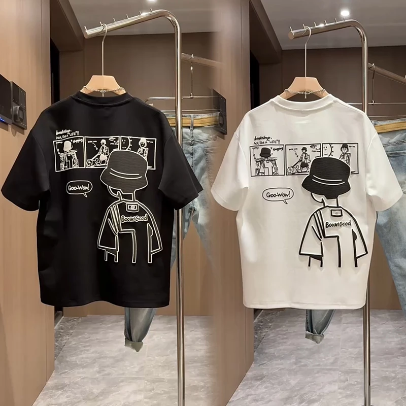 Áo thun HappyTee - Áo nam Boy Phố BOOMGOOD cotton 100 cao cấp 2 màu Đen Trắng 2 mặt