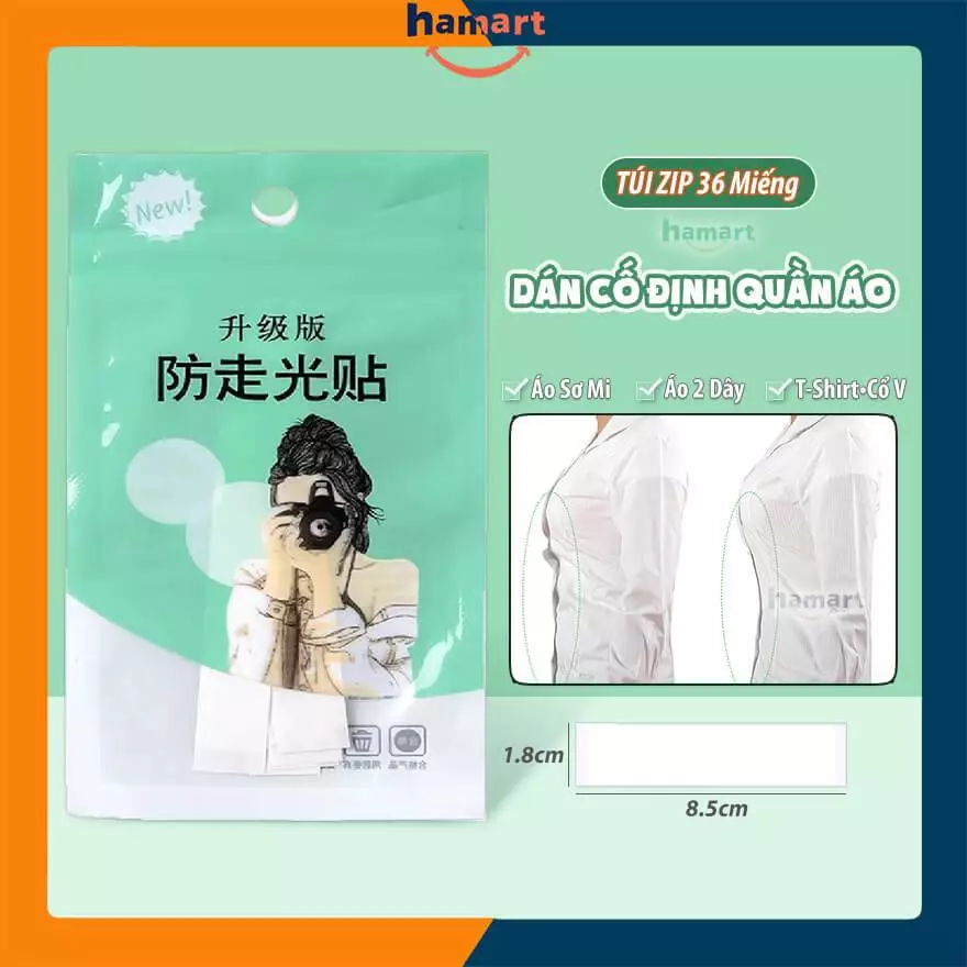 36 Miếng Băng Keo Dán Cố Định Quần Áo Fashion Tape Trong Suốt Dính Chống Hở Ngực Vai Váy Áo