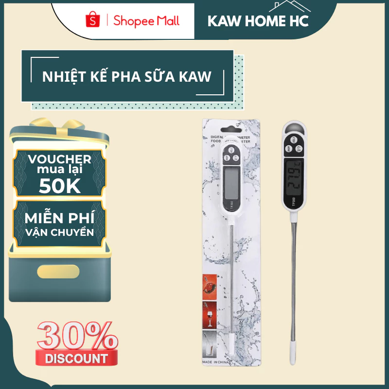 Nhiệt kế điện tử nấu ăn pha sữa Bosingwa-Kaw - Bảo hành 12 tháng