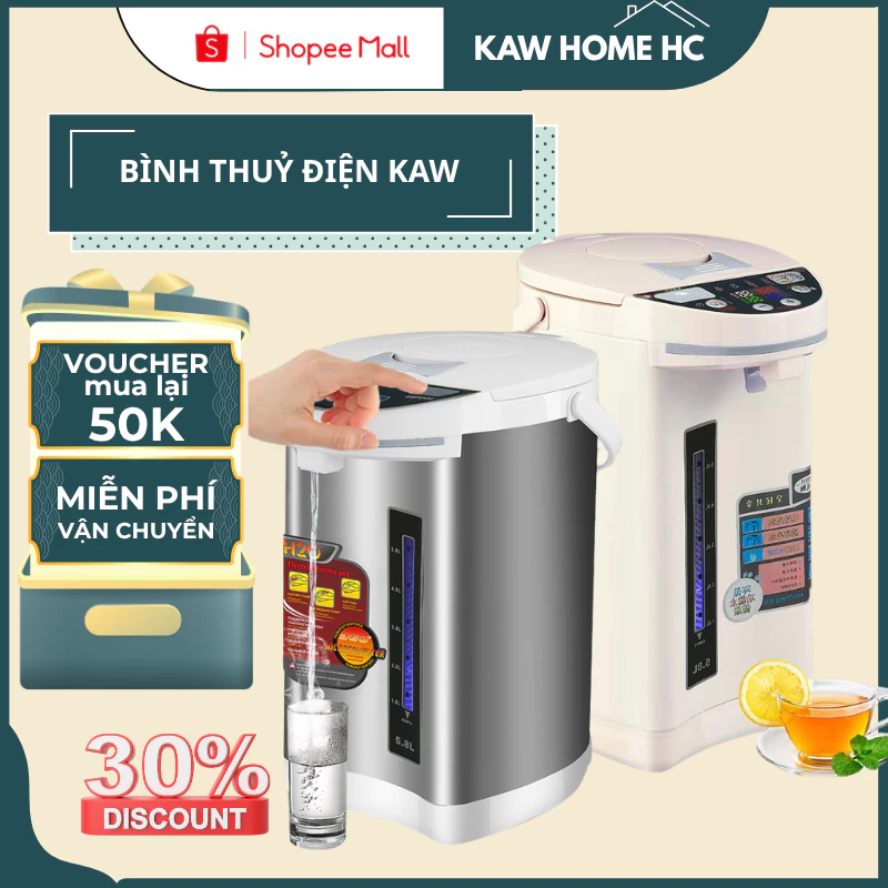 Bình thủy điện chính hãng KAW 5.8L/6.8L Công suất lớn, Đun siêu tốc, an toàn, giá rẻ