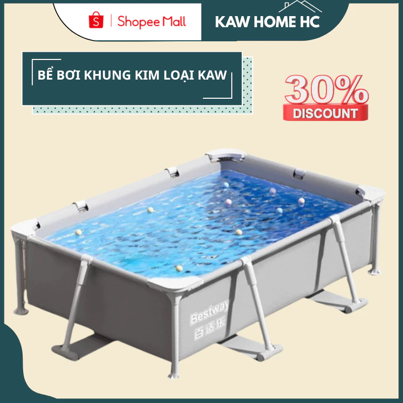 Bể Bơi Gấp Gọn Khung Kim Loại KAW, Kích Thước Rộng Rãi, Chất Liệu An Toàn Cao Cấp, Chịu Lực Tốt