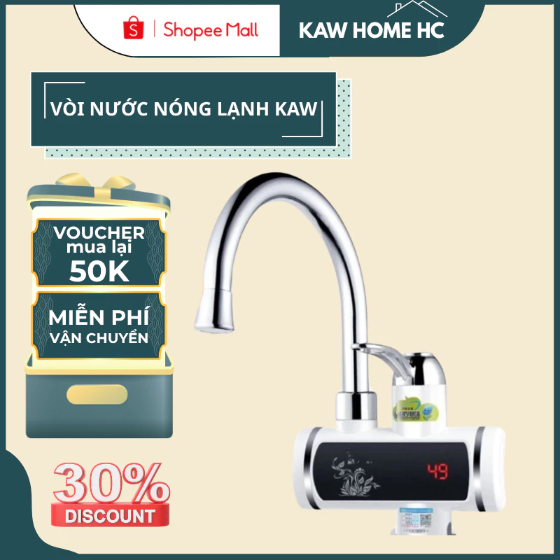 Máy nước nóng  trực tiếp tại vòi Kaw, vòi đứng/ vòi ngang dễ dàng lắp đặt