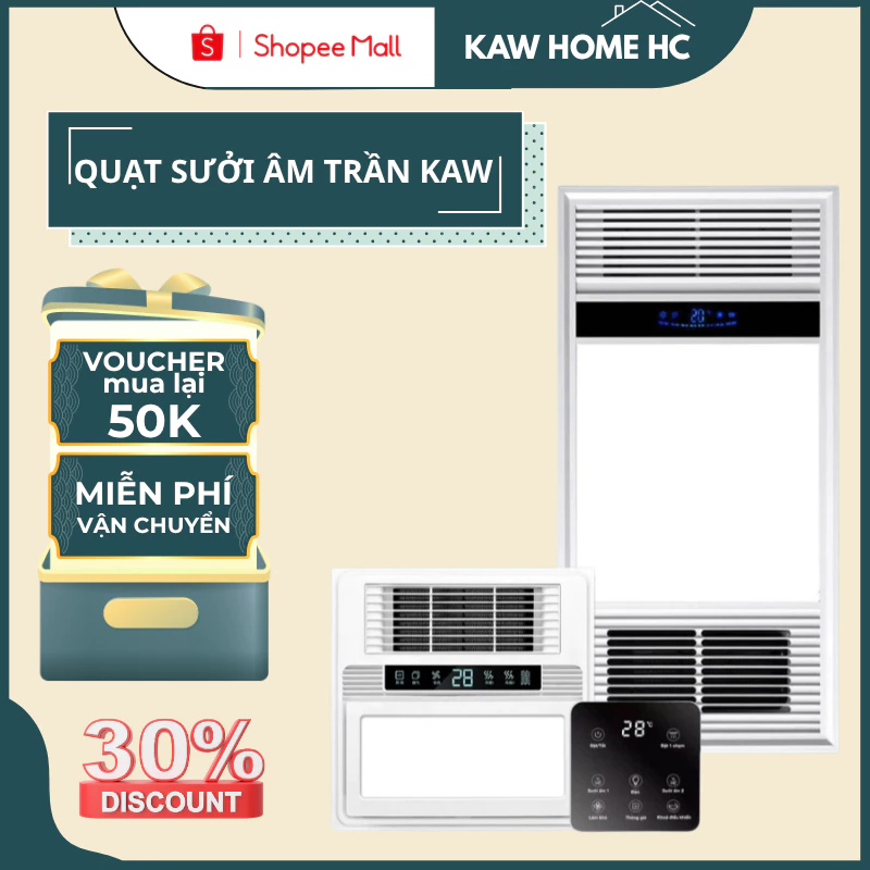 Quạt sưởi âm trần đa năng KAW/TLC sưởi ấm, làm mát, thông gió, chiếu sáng siêu tiết kiệm điện