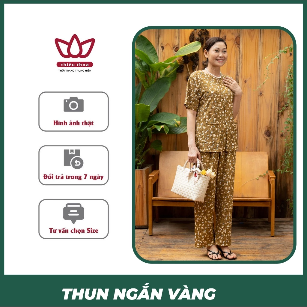 Đồ Bộ Nữ Trung Niên Cao Cấp Mặc Nhà Cotton Lạnh, Quà Tặng Bà, Cho Ngoại và Mẹ - Thiều Thoa Store