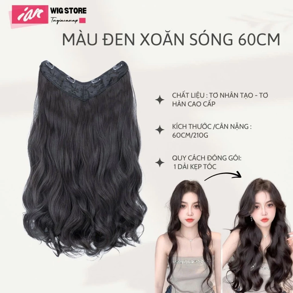 TÓC KẸP DẢI XOĂN SÓNG DÀI 60CM – BIẾN HÓA MÁI TÓC THẦN TỐC