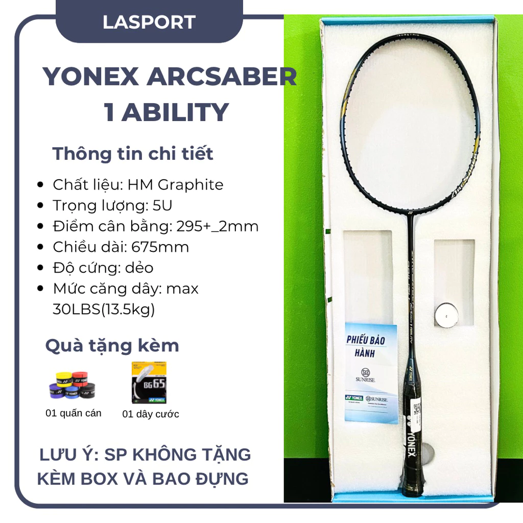 Vợt cầu lông Yonex Arcsaber 1 FEEL/ ABILITY/ CLEAR chính hãng tặng kèm dây cước và cuốn cán phù hợp người mới chơi