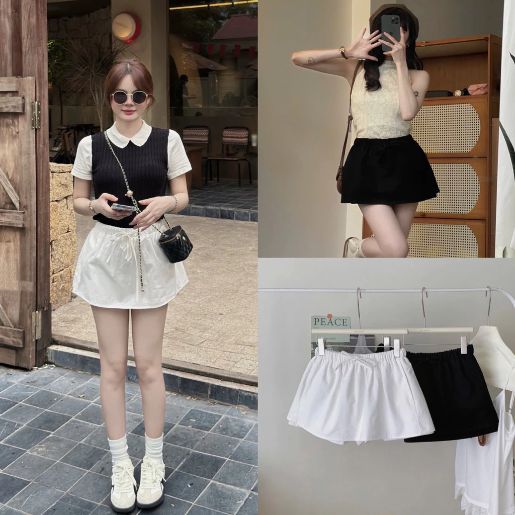 (Hàng chuẩn đẹp có sẵn) Chân váy thô dáng A nhẹ cạp chun có lót trong phù hợp mặc đi chơi, đi cafe sống ảo