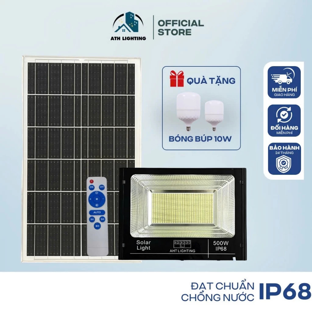 Đèn Năng Lượng Mặt Trời ATH LIGHTING Siêu Sáng Loại Pha Năng Lượng Thế Hệ Mới 100W,200W,300W Vỏ Nhôm Bảo Hành 2 Năm