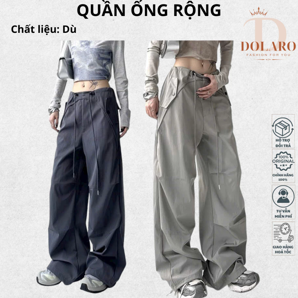 Quần Ống Rộng Nữ DOLARO Lưng Cao Dáng Suông Basic Hot Trend, Chất Dù Mềm Mát Dễ Phối Đồ