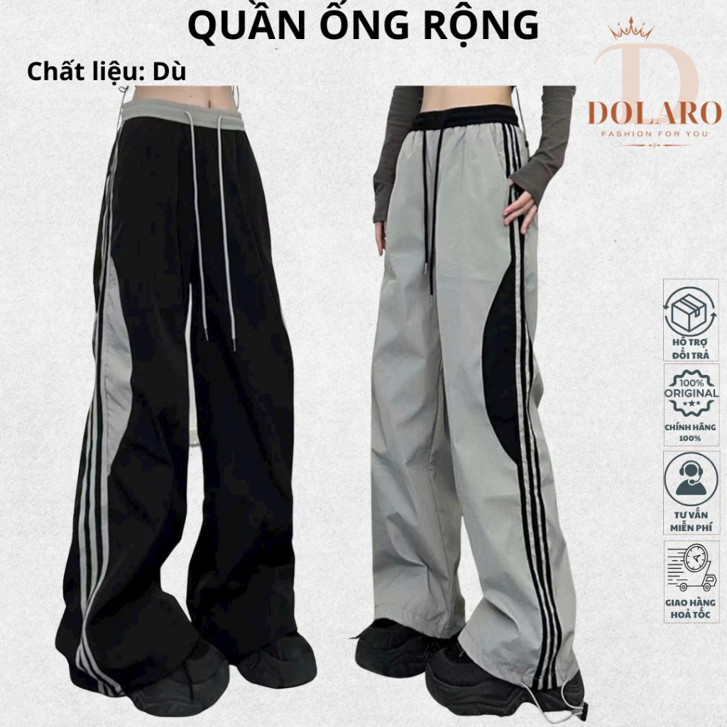 Quần Ống Rộng Nữ DOLARO Lưng Cao Dáng Suông Basic Hot Trend , Chất Dù Mềm Mát Dễ Phối Đồ