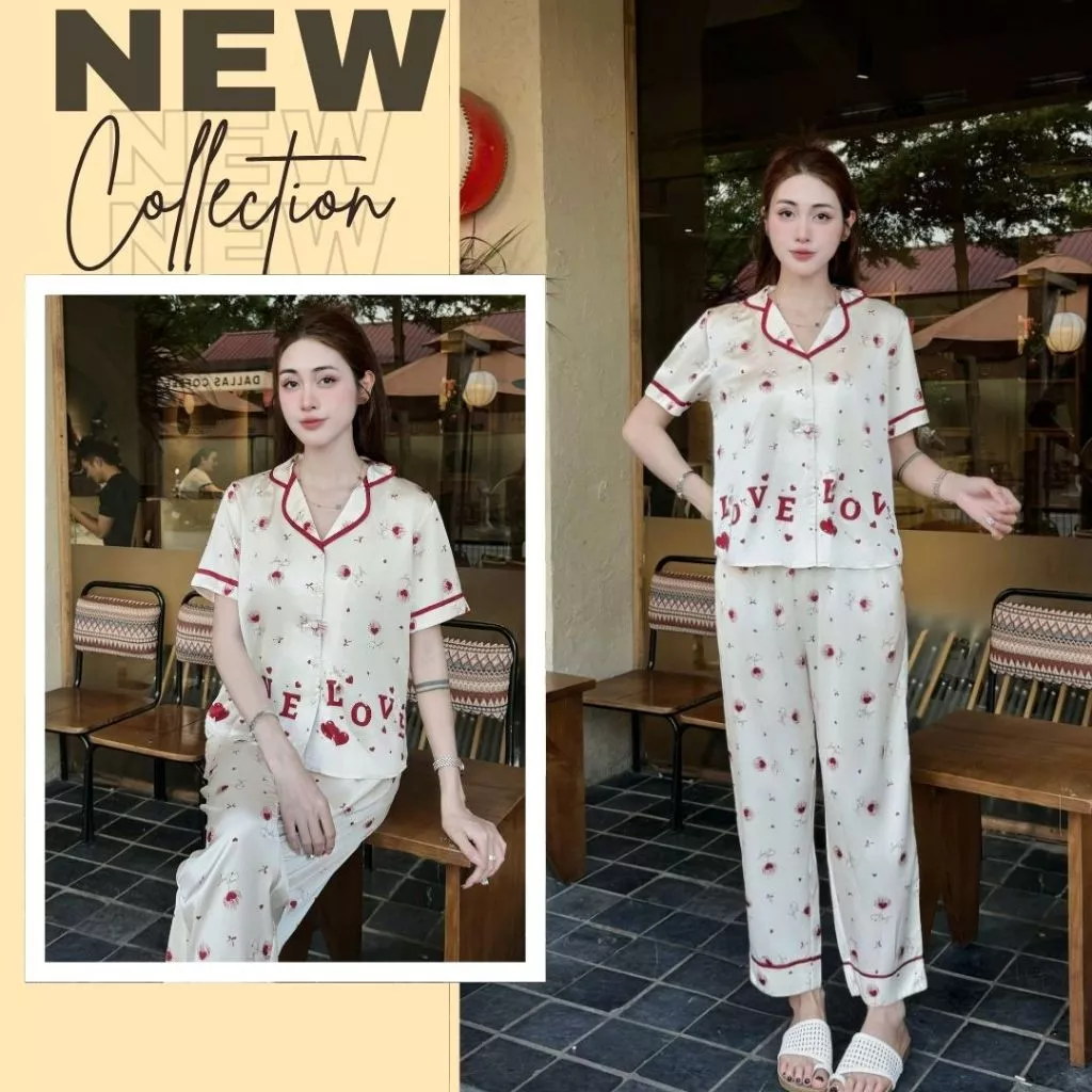 Đồ bộ mặc nhà , bộ pijama  Zviet chất liệu Lụa mềm mịn ,mặc mát kiểu dáng nhẹ nhàng ,thanh lịch- A82