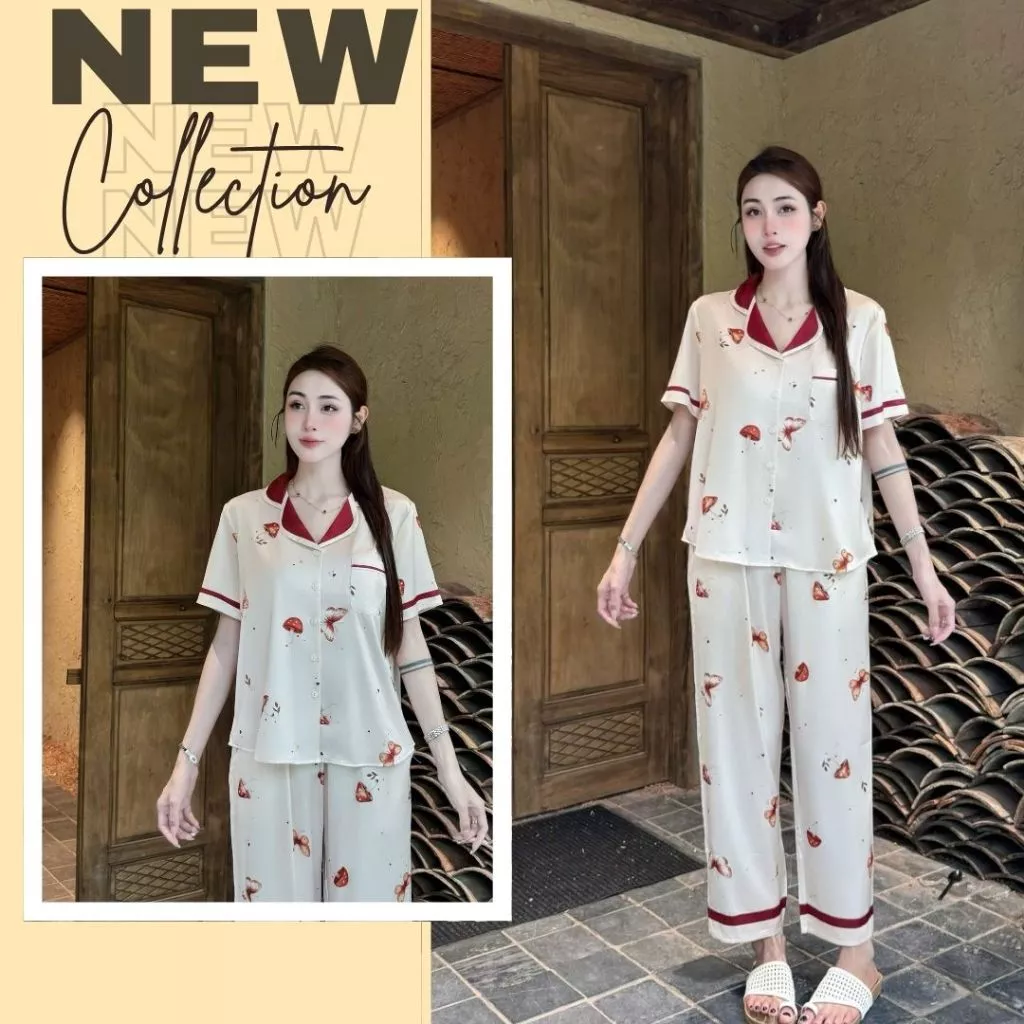 Đồ bộ mặc nhà , bộ pijama  Zviet chất liệu Lụa mềm mịn ,mặc mát kiểu dáng nhẹ nhàng ,thanh lịch- A80
