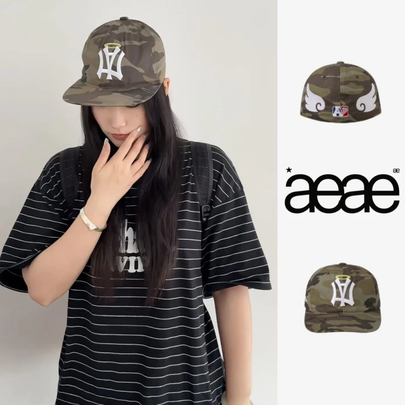 Mũ bảo hiểm xung quanh Idol aeae Thiết kế nhỏ Angel Wings thêu Camo Bóng chày Cap Sun Sun Hat Mũ lưỡi trai Mũ lưỡi trai