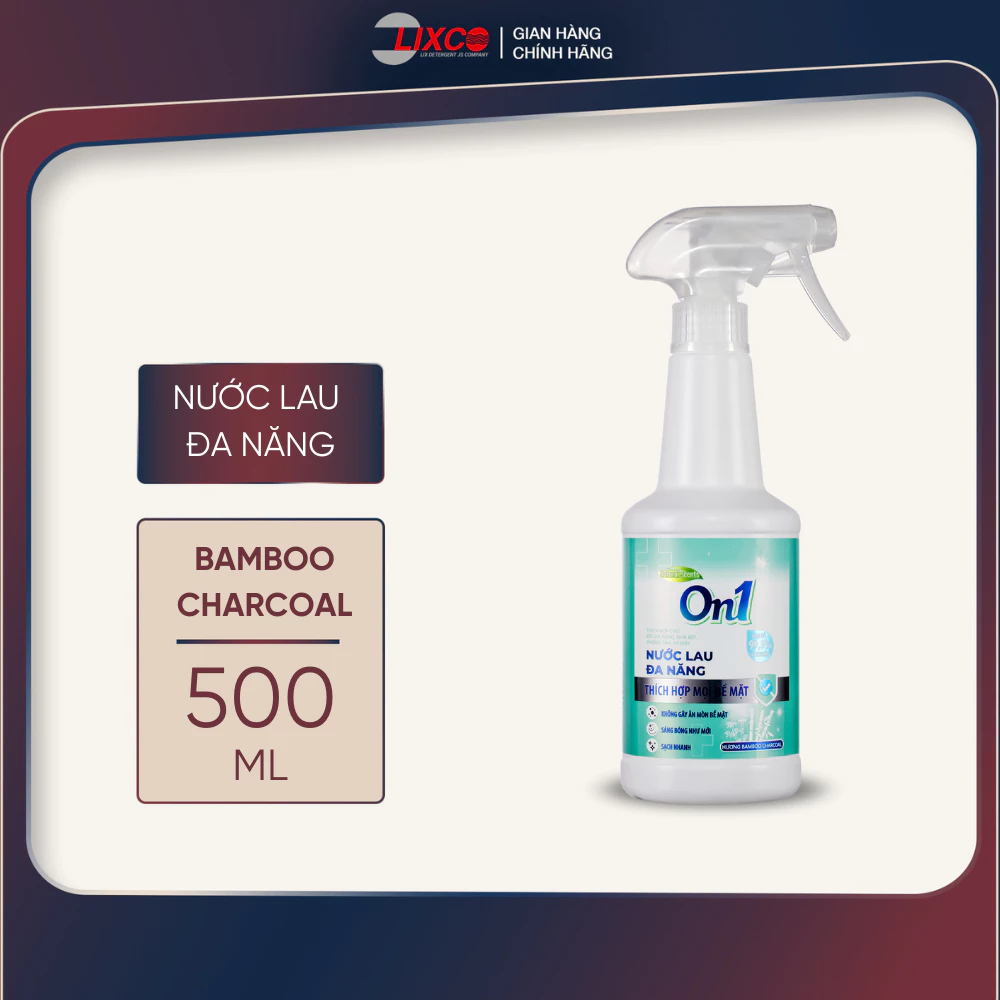 Nước lau đa năng On1 DN500 hương Bambo charcoal chai 500ml giúp sạch nhanh bề mặt, sáng bóng như mới