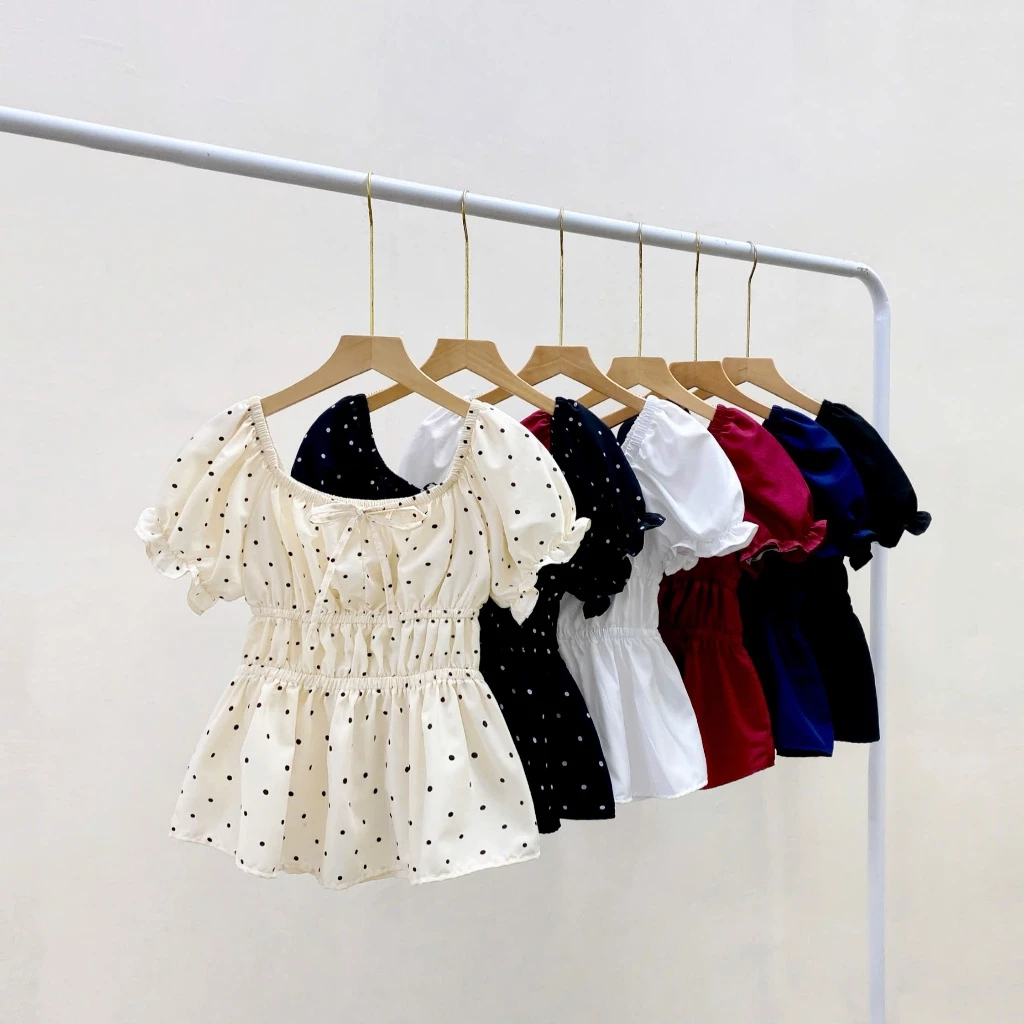 Áo bigsize nữ Babydoll nhún eo co giãn,tay phồng cổ vuông hottrend xinh xắn dễ phối đồ bánh bèo chuppy 55-95kg-A282/A364
