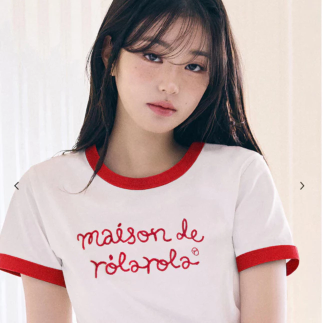 Mua hộ Hàn Quốc ROLAROLA  Tay áo ngắn Đánh vần màu ngắn T  Trương Viên Anh cùng loại. t Áo thun mỏng phù hợp với kiểu ch
