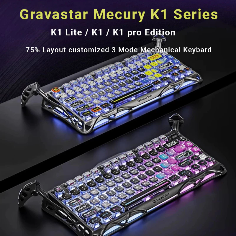 Bàn phím cơ Gravastar Mecury K1 Series - Layout75 - 3 Mode kết nối - Fullkey hotswap - BH 12 Tháng